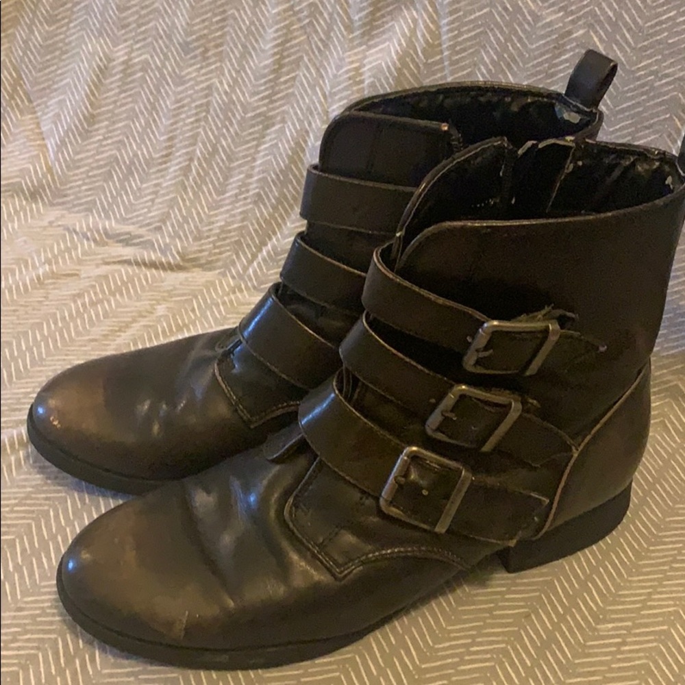 Distressed Moto ankle boots